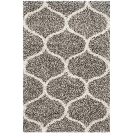 Safavieh Hudson Shag Power Loomed Rectangle Rug- Grey - Ivory- 4 x 6 ft. SGH280B-4